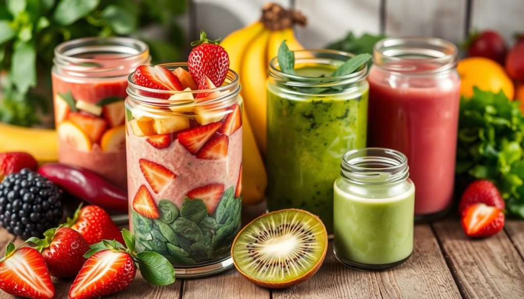 Fruit and green smoothies