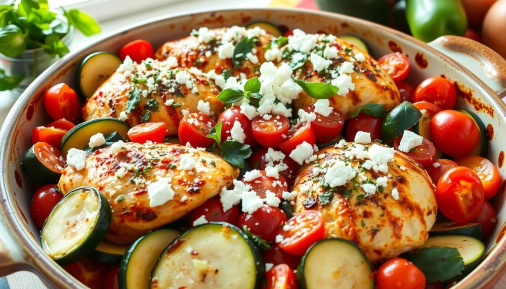 Mediterranean Chicken Zucchini Bake