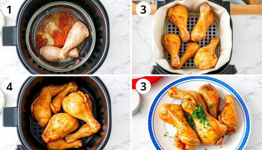 Step-by-step air fryer chicken drumsticks