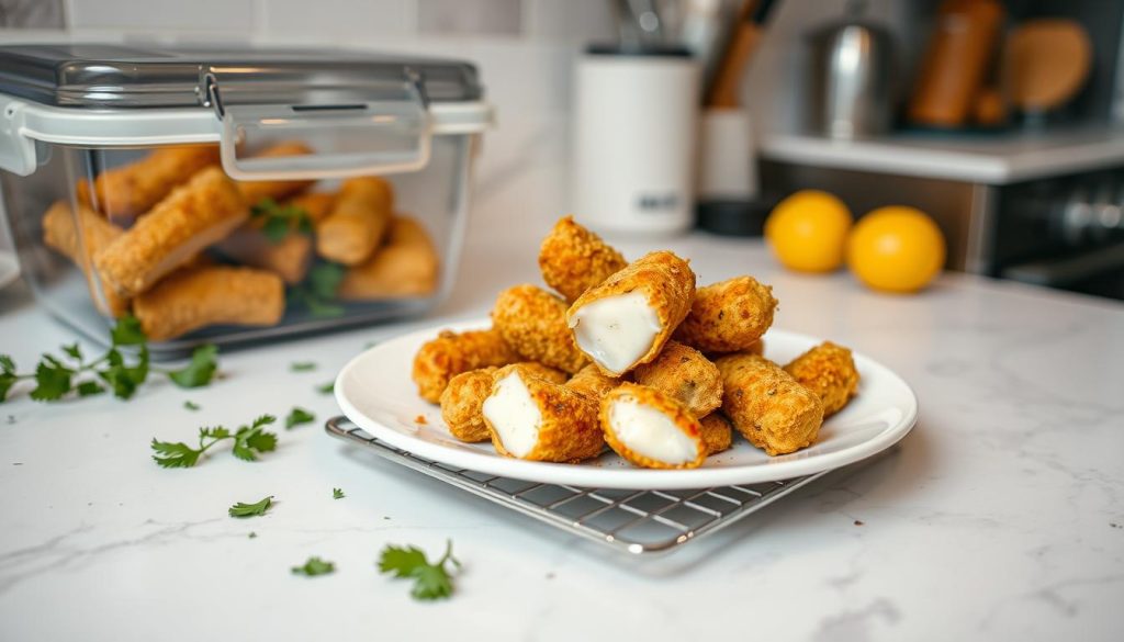 Storing air fried mozzarella sticks