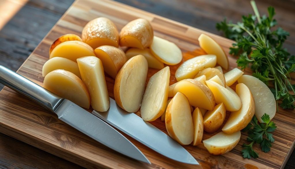 cutting potatoes for air frying