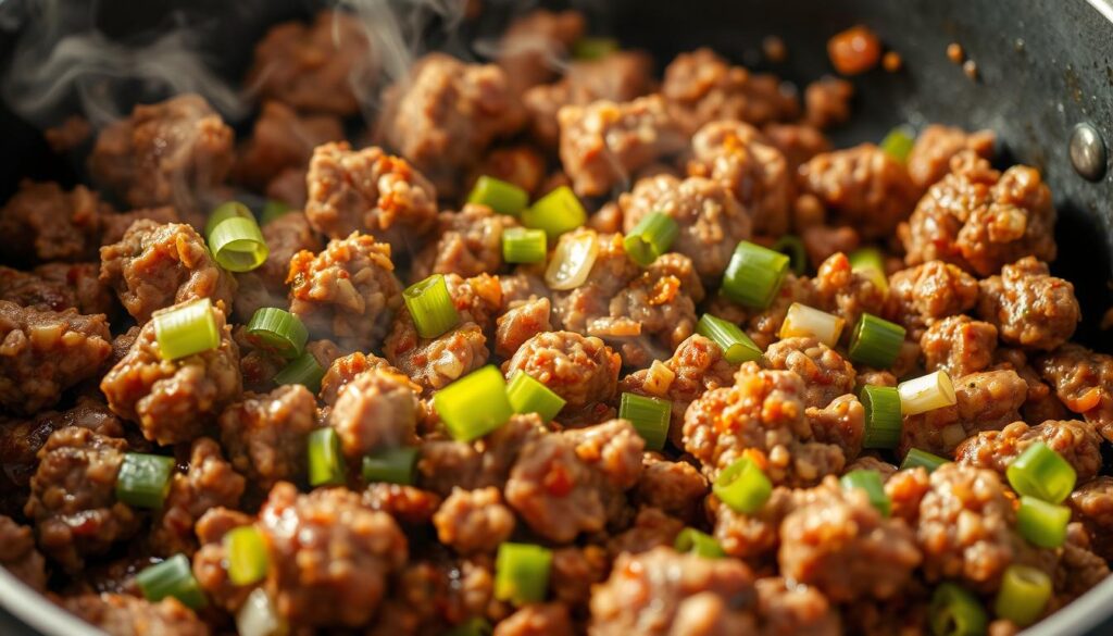 cooking ground beef