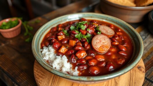 a bowl of beans and rice