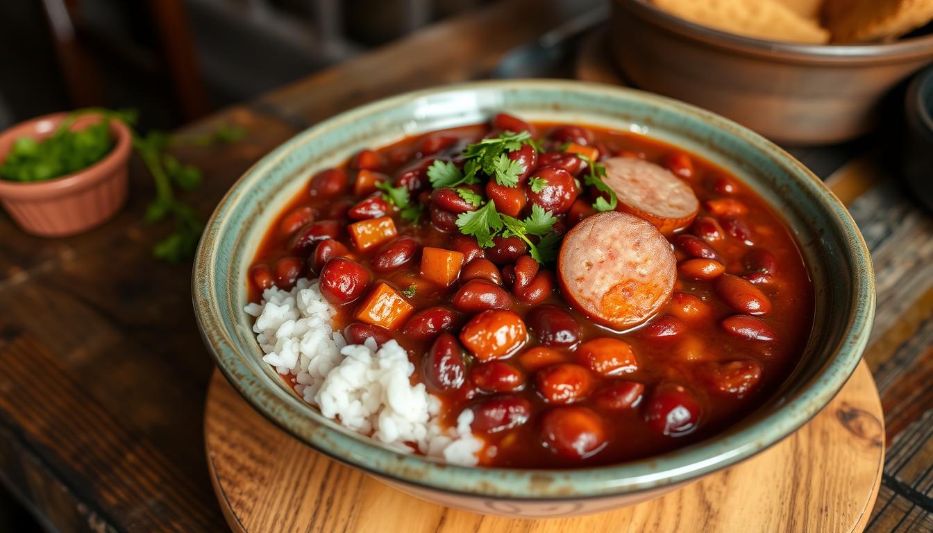 a bowl of beans and rice